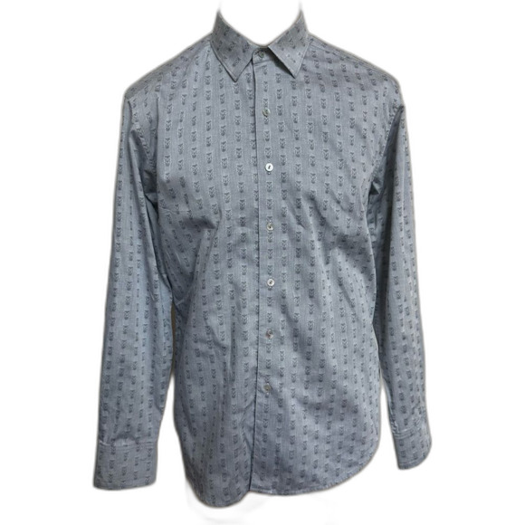 Robert Graham Gray and Blue Dress Shirt Button Down - Men M - Picture 1 of 7